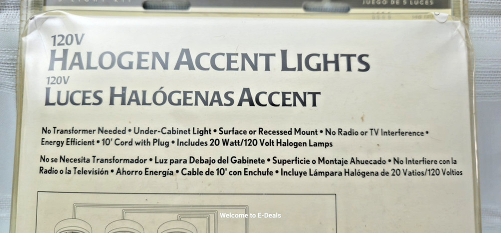 Hampton Bay 5-Light Halogen Accent Light Kit White Under Cabinet Puck Lights BA