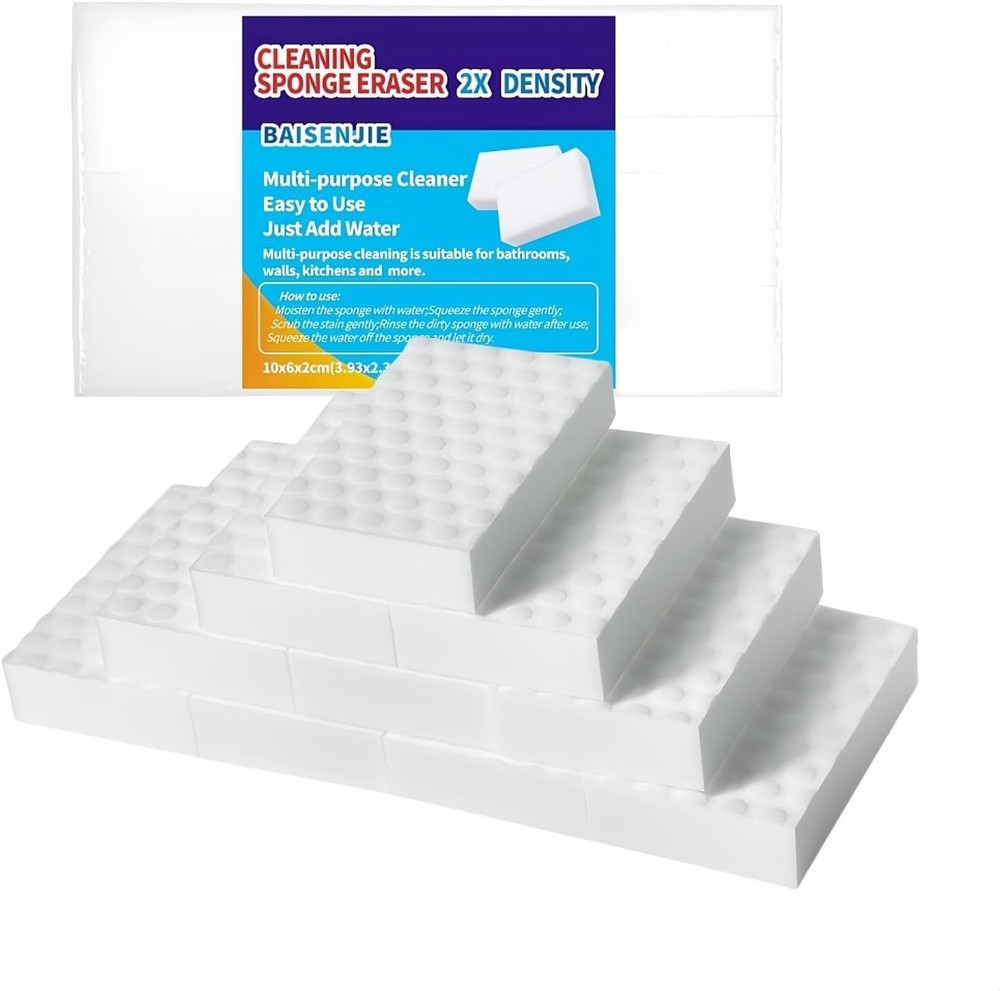 10 Pack Melamine Magic Sponge, 2X Density, Long Lasting, White