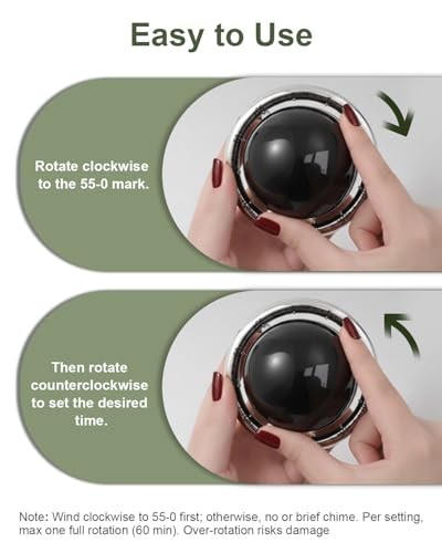 Kitchen Timer, 60-Minute Mechanical Timer with Magnetic Back - No Black
