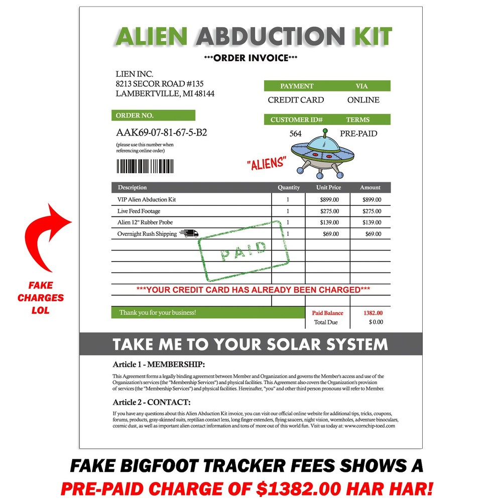 Alien Abduction Kit Fake Prank Mail Sent Anonymously!