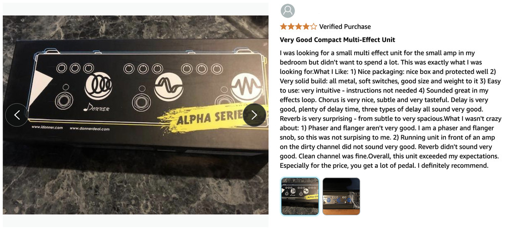 Donner Alpha Cruncher Multi Effects Chorus Distortion Delay Pedal With Adapter