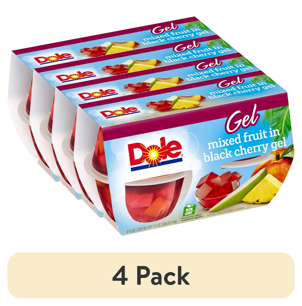 (4 pack) Dole Fruit Bowls Mixed Fruit in Black Cherry Gel, 4.3 oz (4 Cups)