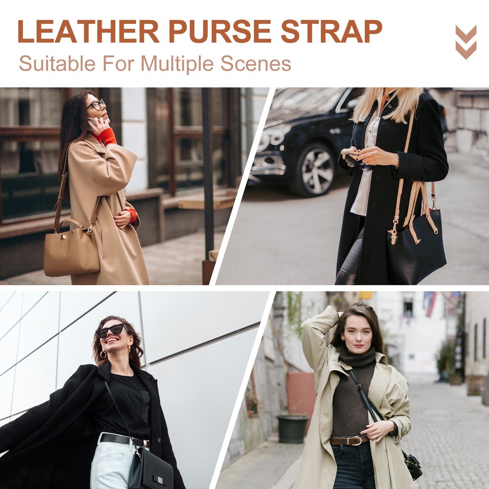 47" Adjustable PU Leather Purse Strap with Gold Hardware Light Gray