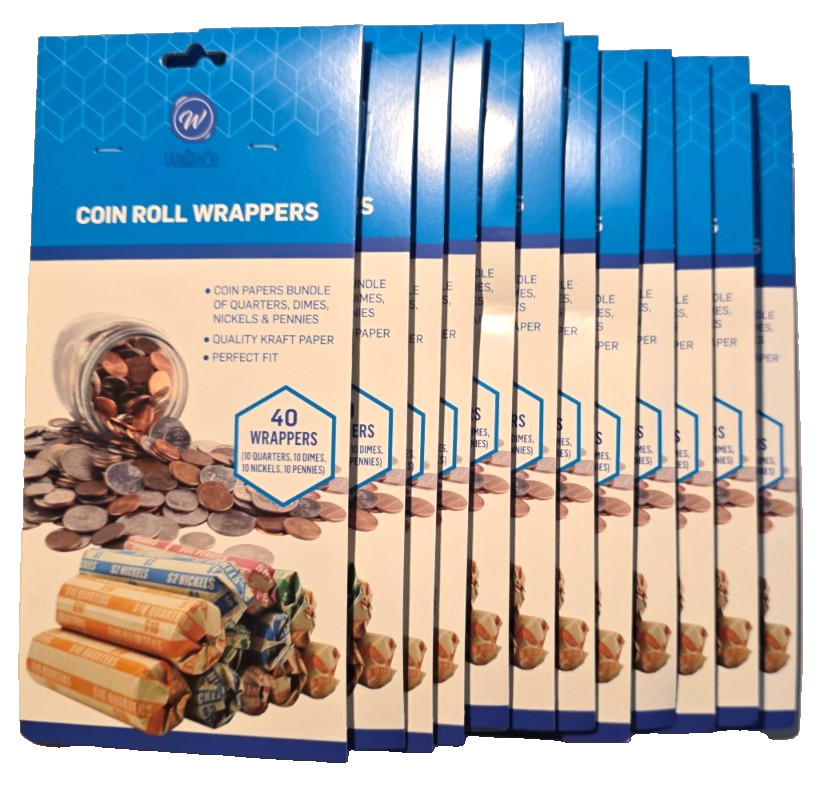 Write Co 480 PCS Assorted Flat Coin Roll Wrappers