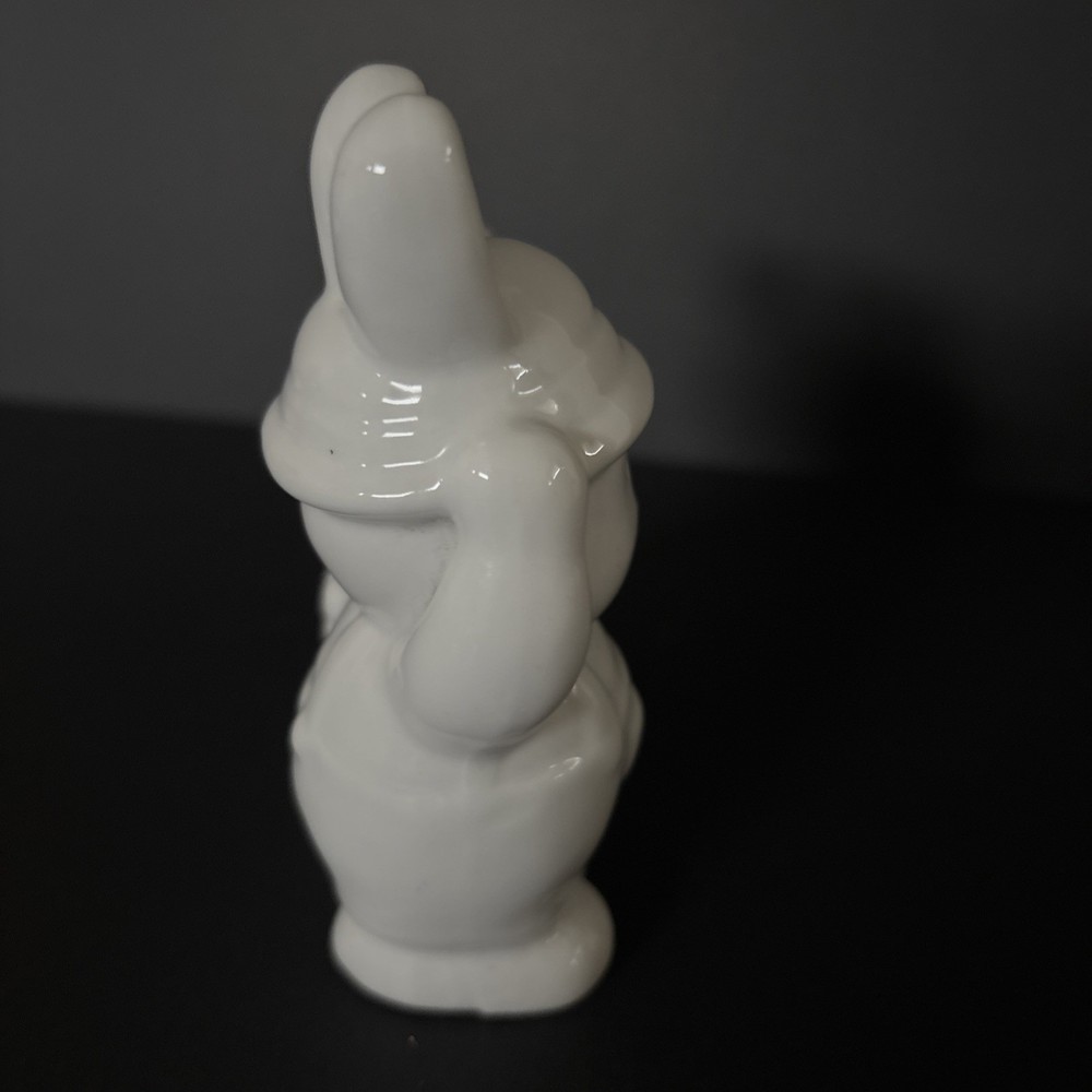 Conjoined Solid White Farmer Boy & Girl Bunny Rabbits. Easter Decor.pre-owned.