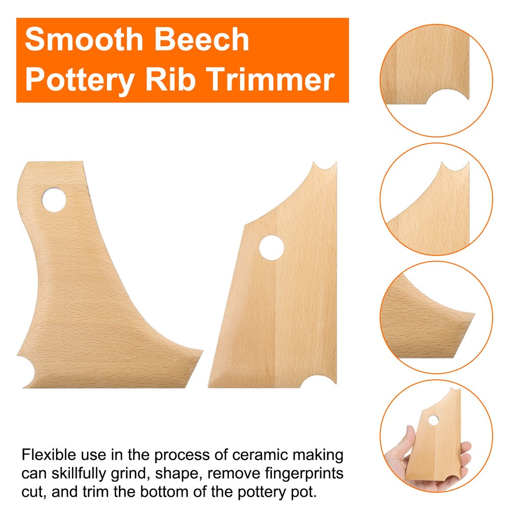2pcs Pottery Ribs Trimming Tools Beech Pottery Profile Bundle Foot Shaper