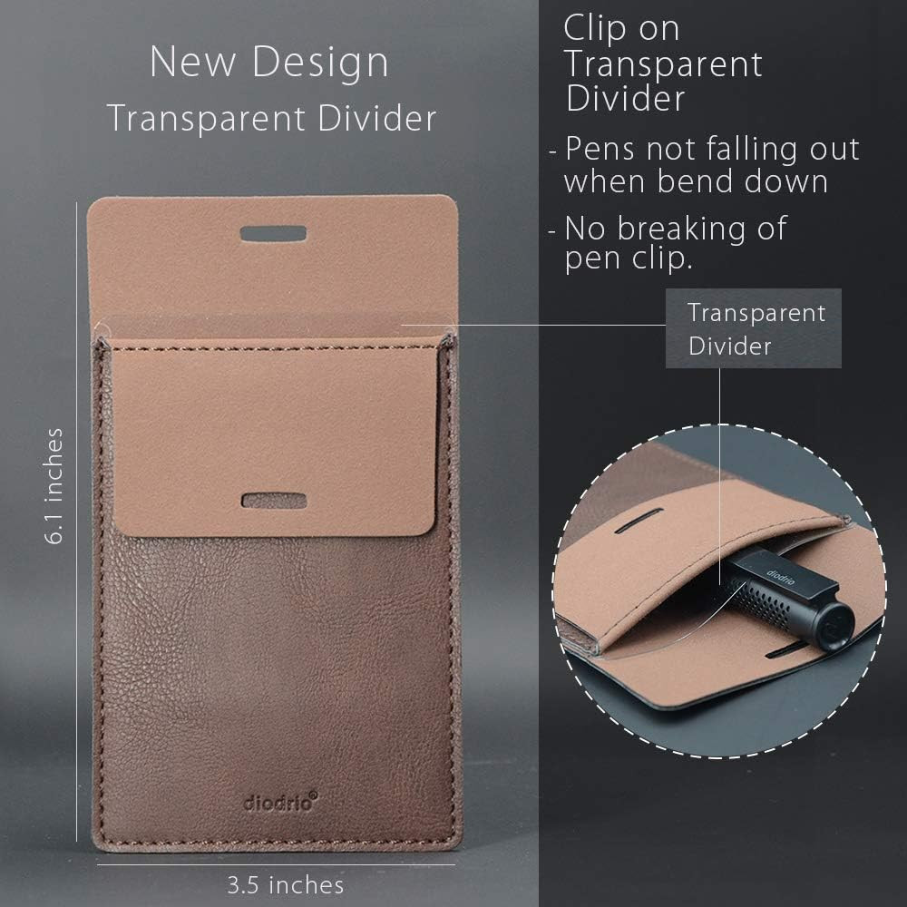 Leather Pocket Protector Pen Pouch Holder 2 Pack Shirt Jacket Tool Organizer