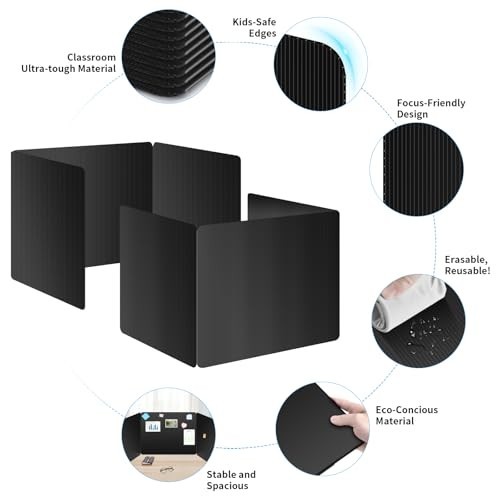 30 Pack Black Desk Dividers - Privacy Shields, Durable Waterproof Study Boards,