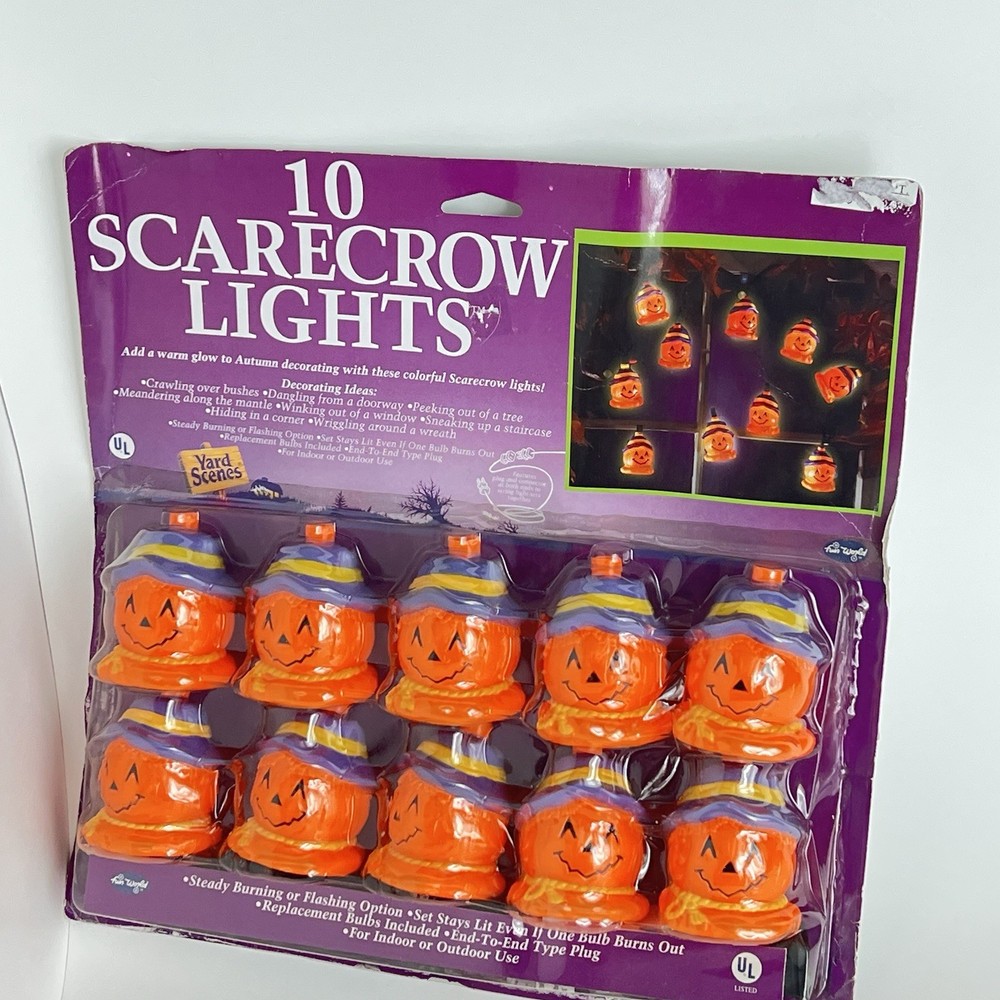 Jack o Lantern Scarecrow Blow Mold String Light Halloween NIB Pumpkin Spooky