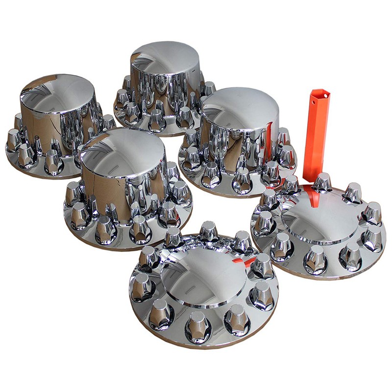 Chromed ABS Plastic Front and Rear Wheel Axle Cover Set with 33mm Lug Nut Covers