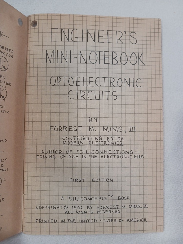 Radio Shack Engineer's Mini-Notebook Optoelectronics Circuits Forrest Mims 1st A