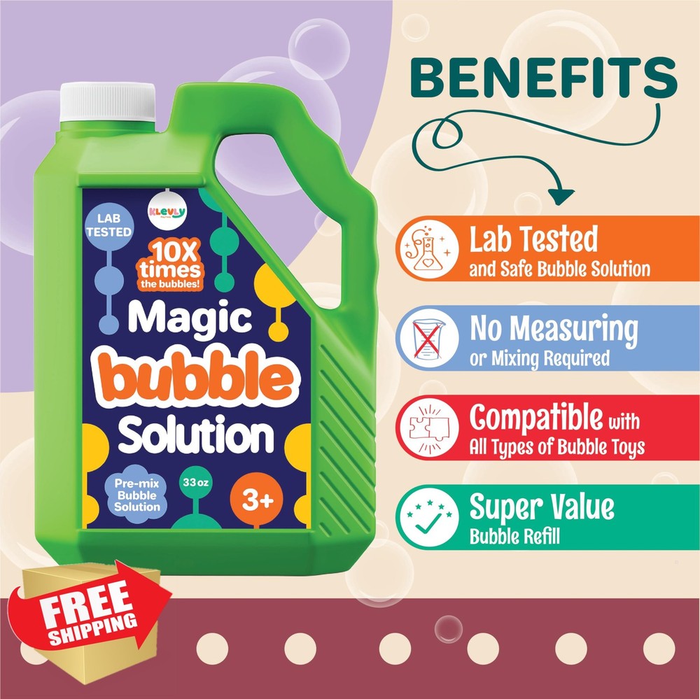 33 OZ Bubble Solution Refill Non-Toxic Giant Bubbles