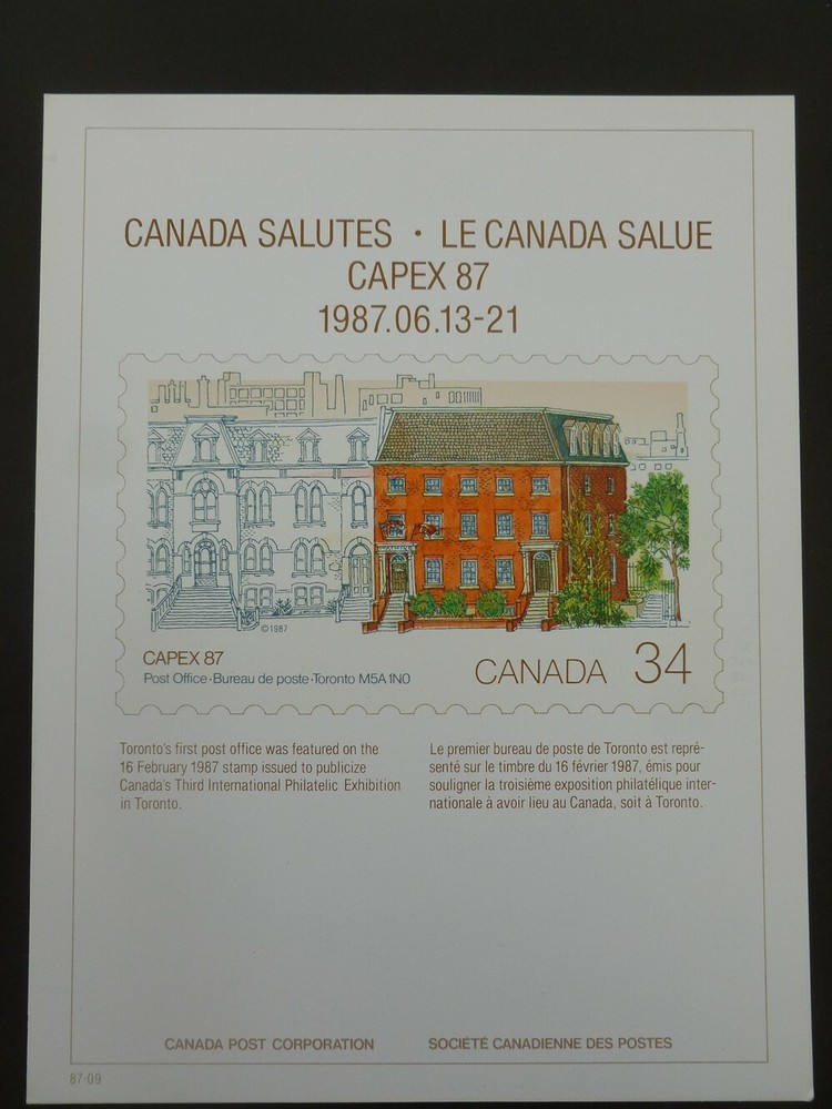 CANADA, CAPEX '87 exhibition card issued by Canada Post, Unitrade IPEC #9