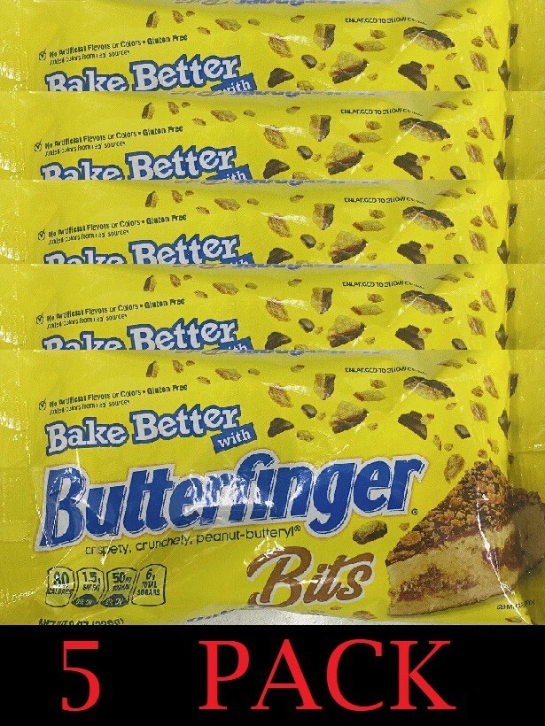 5x BUTTERFINGER BITS Premium Baking Chips 8 oz Bag - BAKE BETTER - 5 PACK