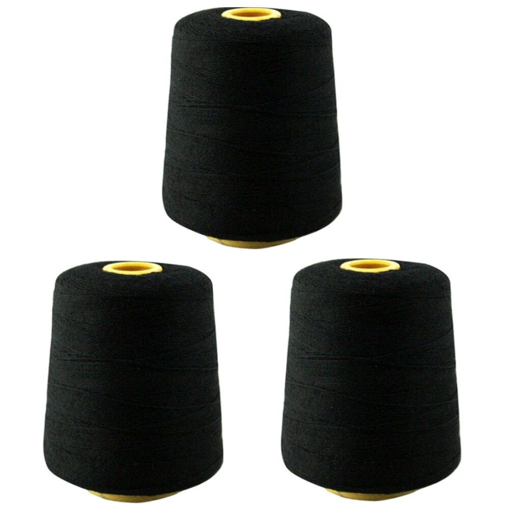 3 Cones Black Portable Hand Held Bag Closer Machine Thread - 8 Oz. Cones