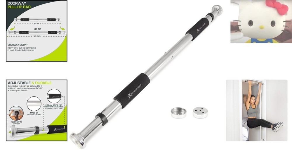 Versatile Pull Up/Chin Up Bar - Adjustable 24-39 Inch for Multi-Use Exercises