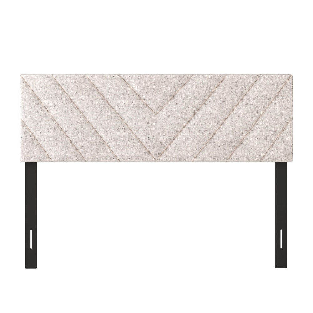 Linen Fabric Upholstered Headboard Rectangular Headboard w/ Solid Wood Legs