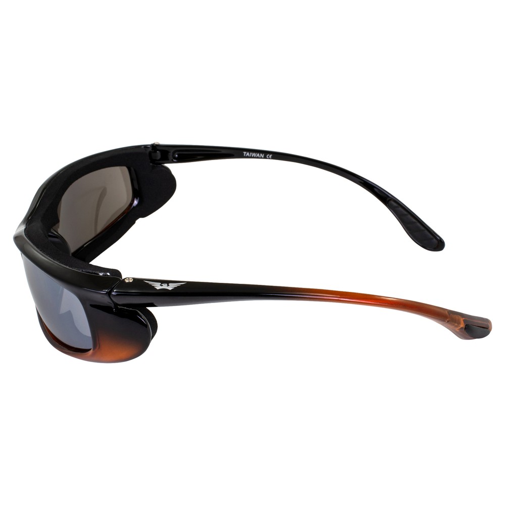 Shadow Motorcycle Riding Sunglasses Black and Orange Frames Flash Mirror Lens