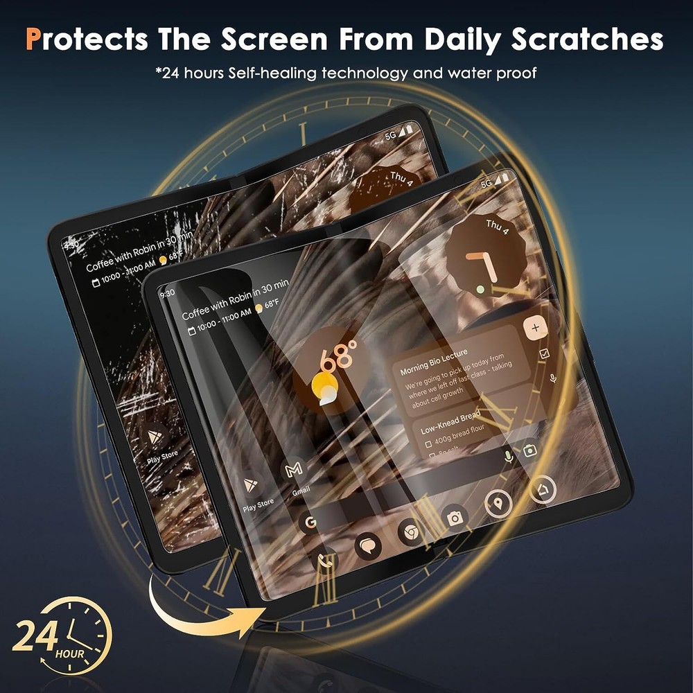 For Google Pixel Fold Outer Screen Glass Film & Inside Soft TPU Screen Protector