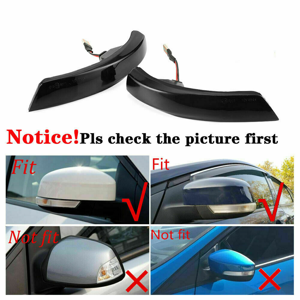 For Ford 2008-2012 Focus MK2 MK4 Sequential LED Side Mirror Signal Lights 2X