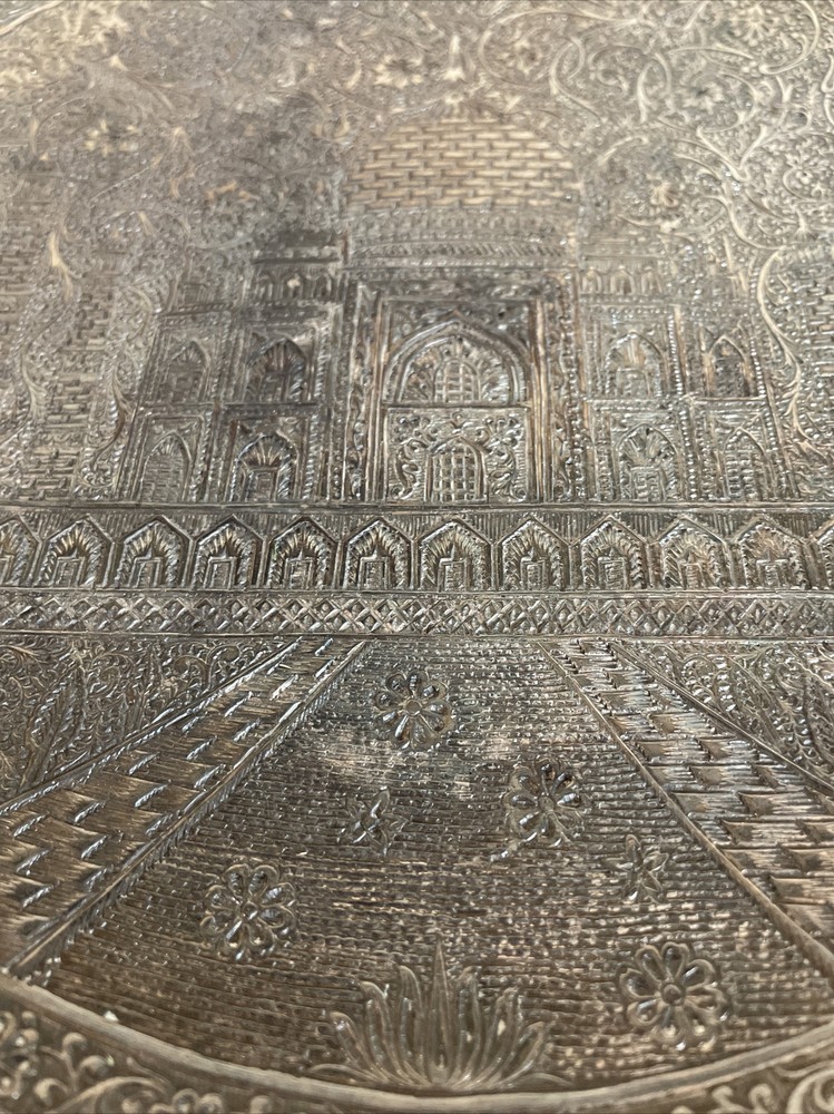 Silver Engraved Taj Mahal Wall Plate