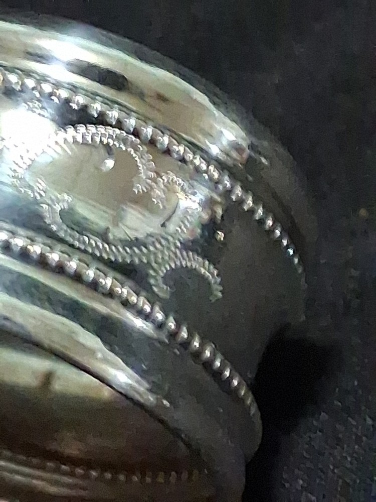 Antique 800 Silver Napkin Ring No Mono Beaded Etched Design Nice