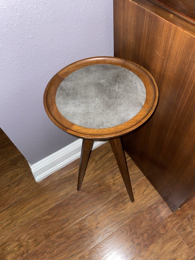 John Van Koert for Drexel Profile Mid Century Modern tripod table, circa 1950s.