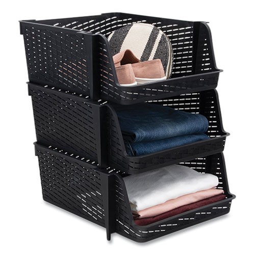 Advantus Nest and Stack Open Lid Storage Bin, 13.5"x15"x8.5", 3/Pack, 2 Packs