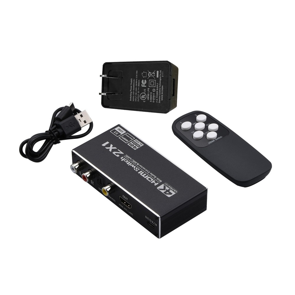 1 PC 2x1 HDMI Audio Extractor Switch Adapter 4K HDMI ARC Audio Switcher Selector