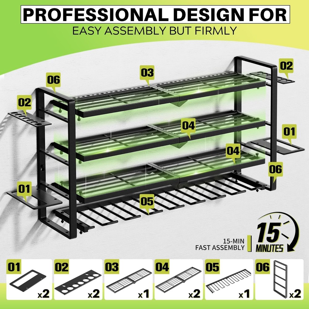 Large Power Tool Organizer Wall Mount, Garage Storage Cordless Tool Organizer...