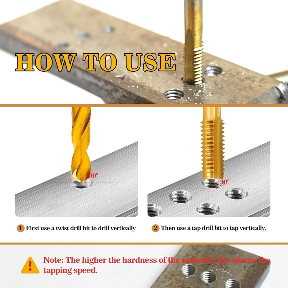 M2 HSS Titanium-Coated Drill & Tap Kit for Metal - 2pcs