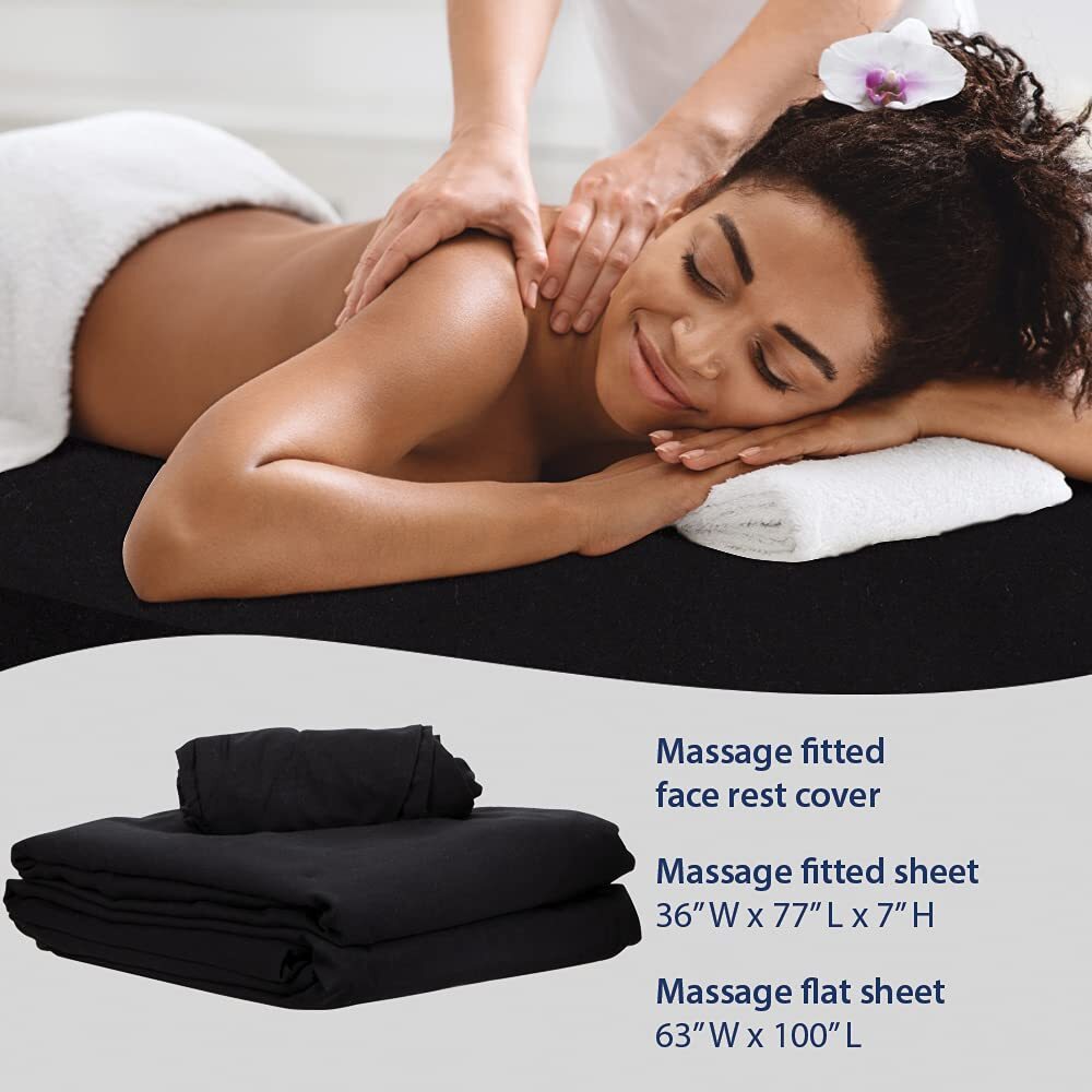 Black 3 Piece Microfiber Massage Sheet Set For Massage Tables And Face Rest