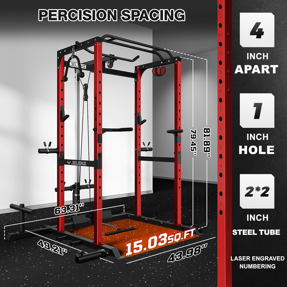S21 Power Cage, Multi-Function Power Rack with Adjustable Cable Crossover System