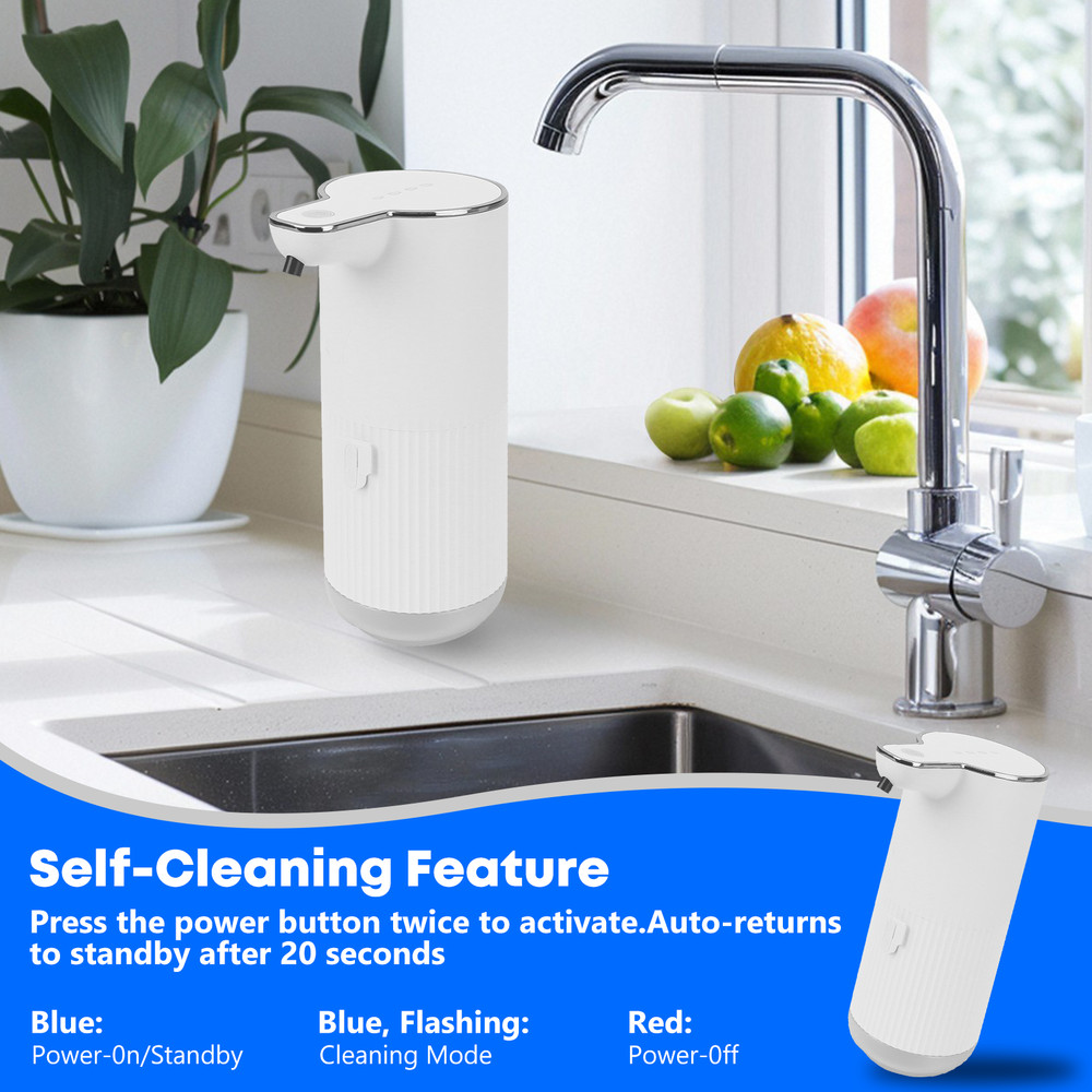 350ml Auto Sensor Touchless Foaming Hand Dish Soap Dispenser Kitchen Bathroom