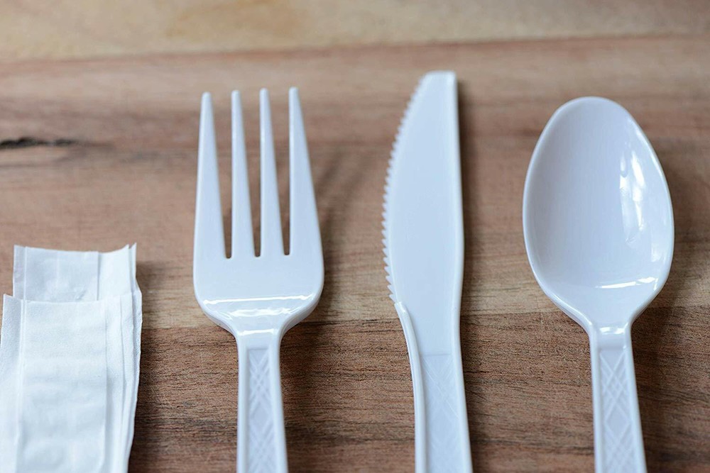 2000 Pack - Disposable Wrapped White Heavy Duty Cutlery Kit 4 in 1