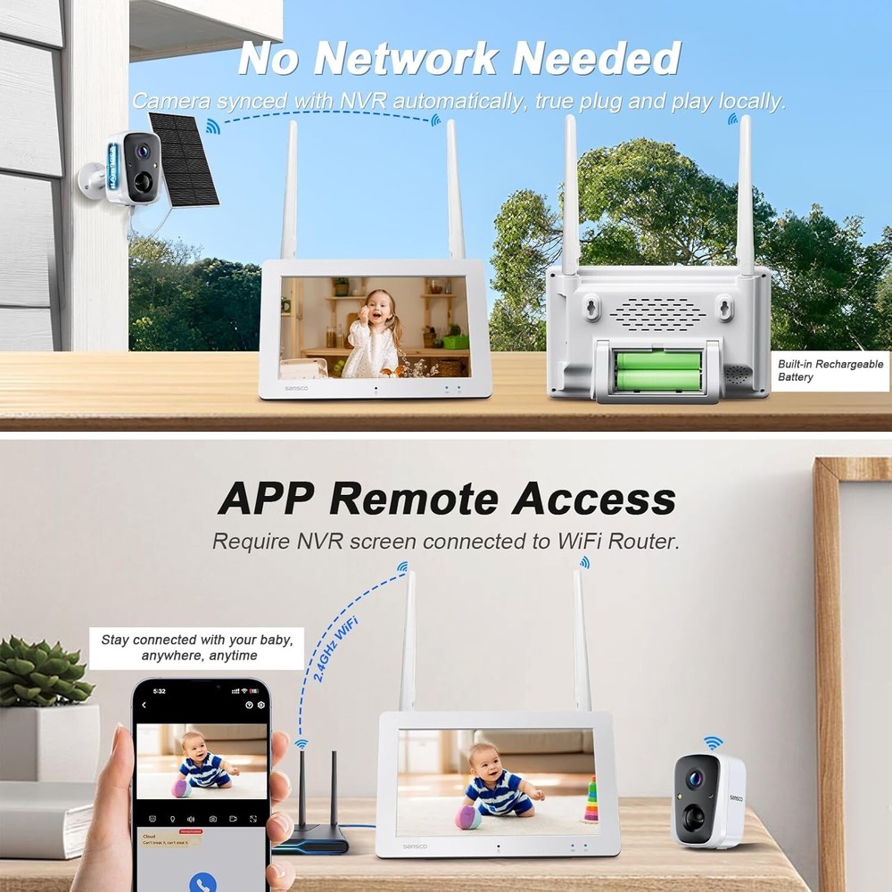 4.4" Touch Monitor 4MP Wireless Security Camera System Solar Powered 2-Way Talk