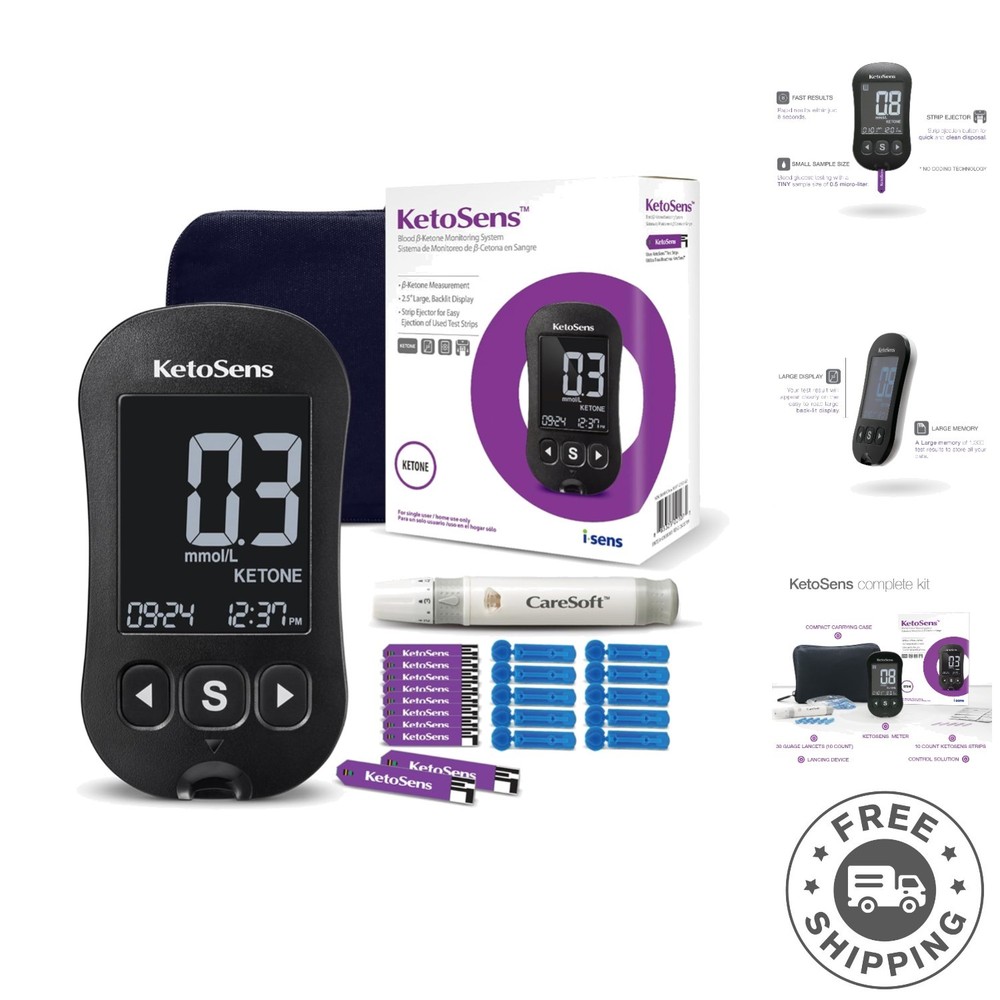 Best-In-Class Blood Ketone Monitor with Fast LCD Display & Ejector Functionality