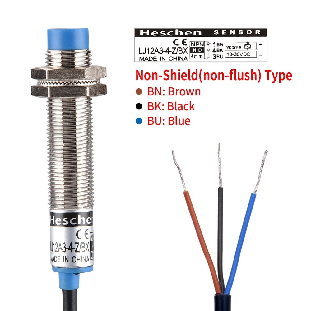 Heschen M12 Inductive Proximity Sensor Switch Non-Shield Type LJ12A3-4-Z/BX D...