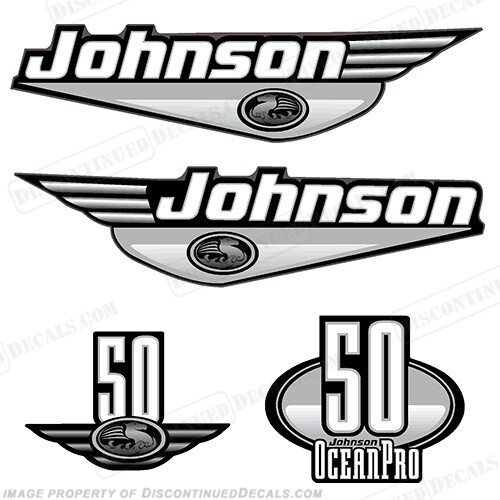 Fits Johnson 50hp OceanPro Decals - Silver