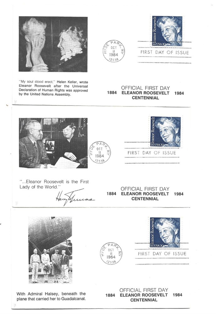 2105 Eleanor Roosevelt, seven different HJ FDCs