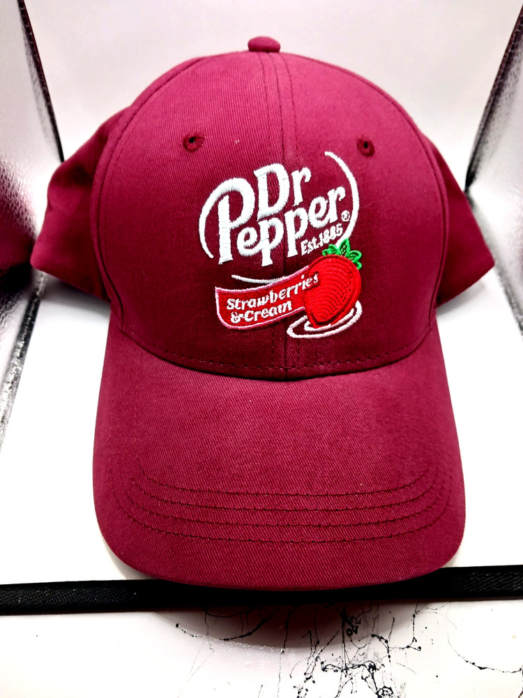 Dr Pepper Strawberries + Cream Red + White Hat-Cap Adjustable