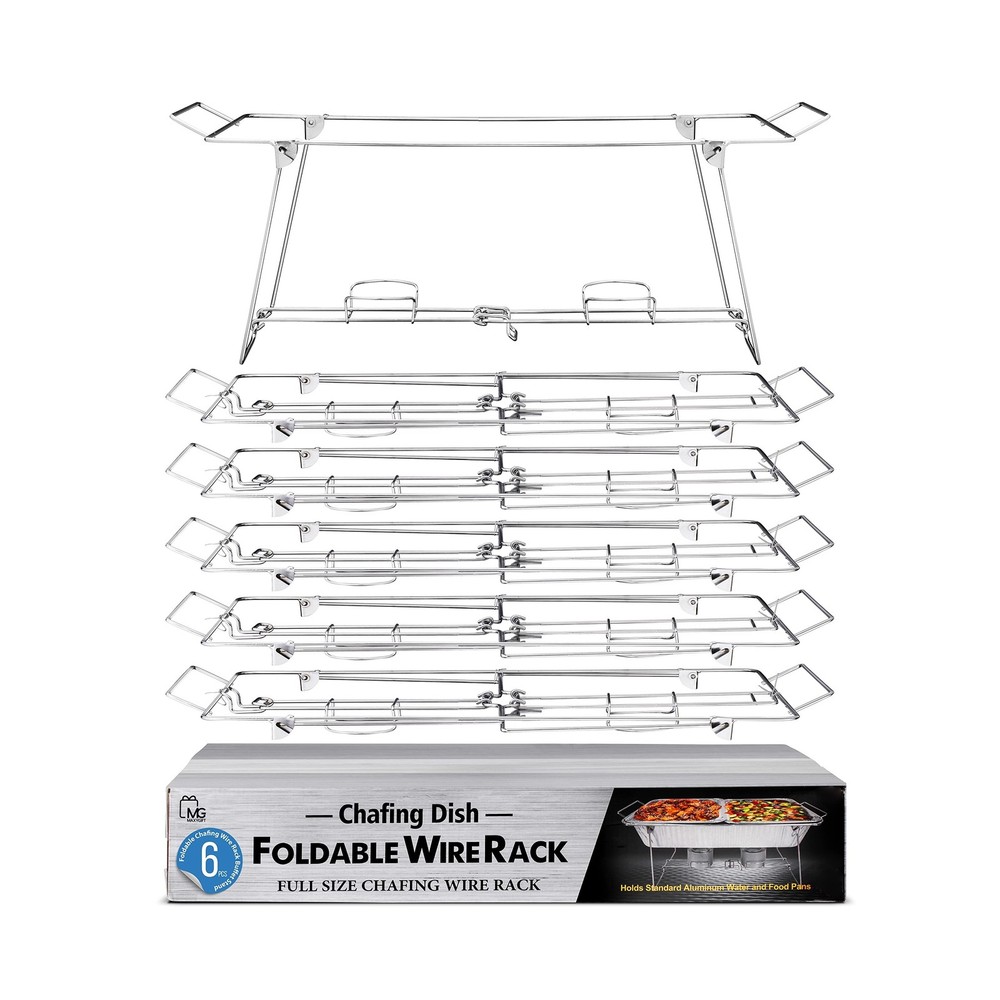 Foldable Chafing Wire Rack Buffet Stand - 6 Pack Full Size Racks For Dish Ser...