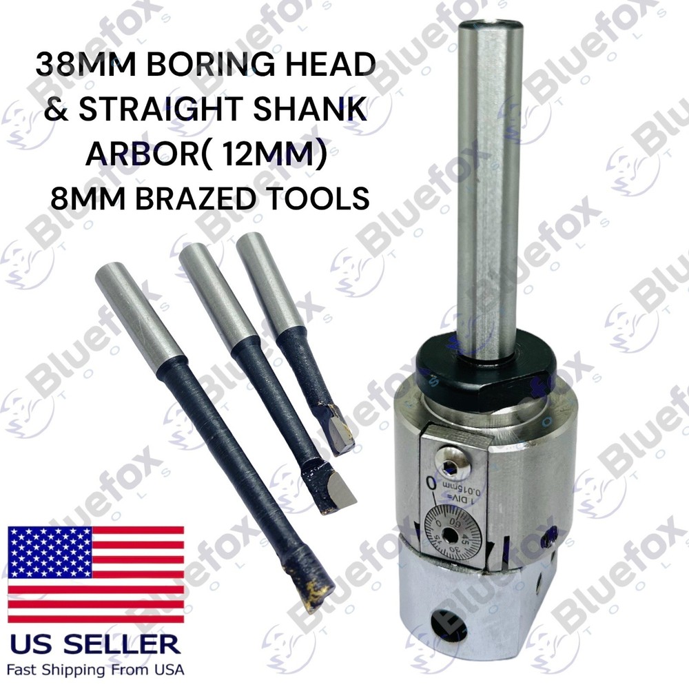 1.5'' PRECISION ADJUSTABLE BORING HEAD WITH STRAIGHT SHANK 3PCS CARBIDE BORING