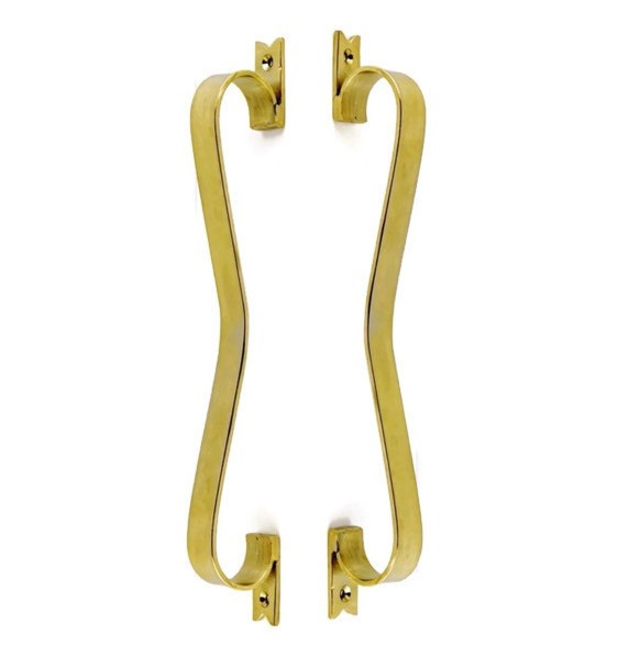 2 large D PULL 12" handle heavy ribbon solid heavy brass old style kitchen GRAB