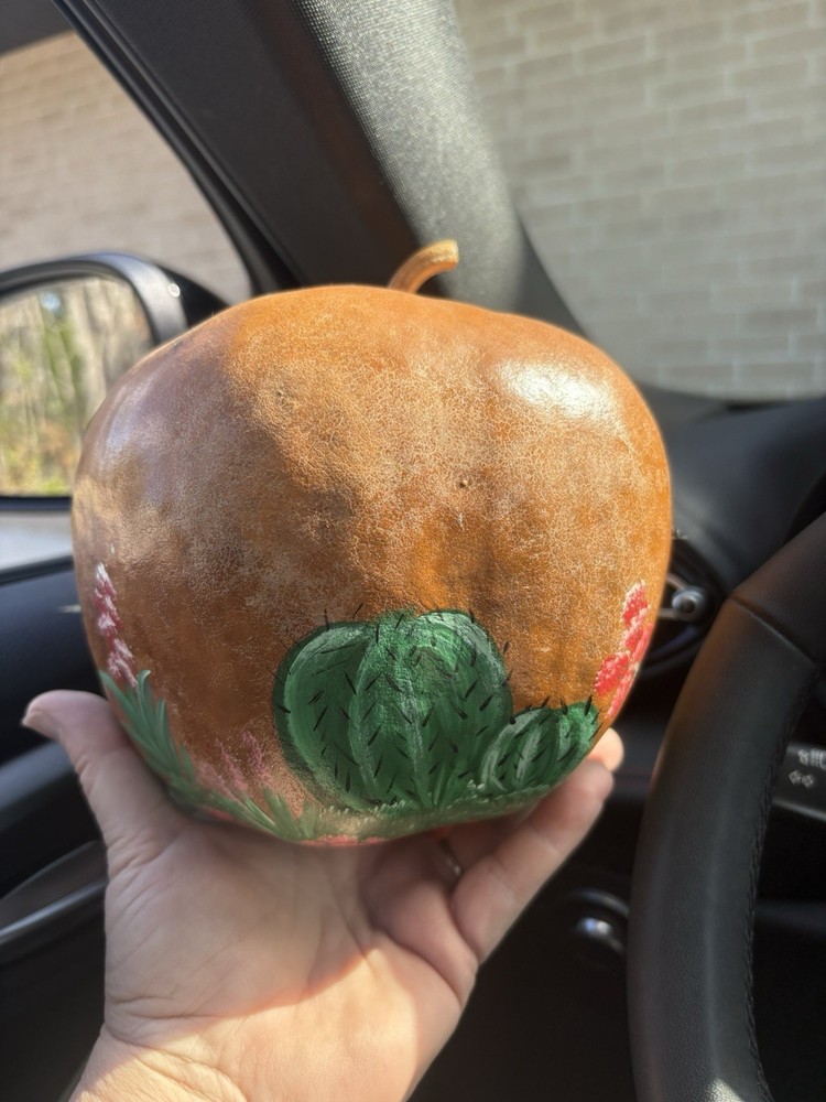Large Cactus Apple Gourd - Hand Painted