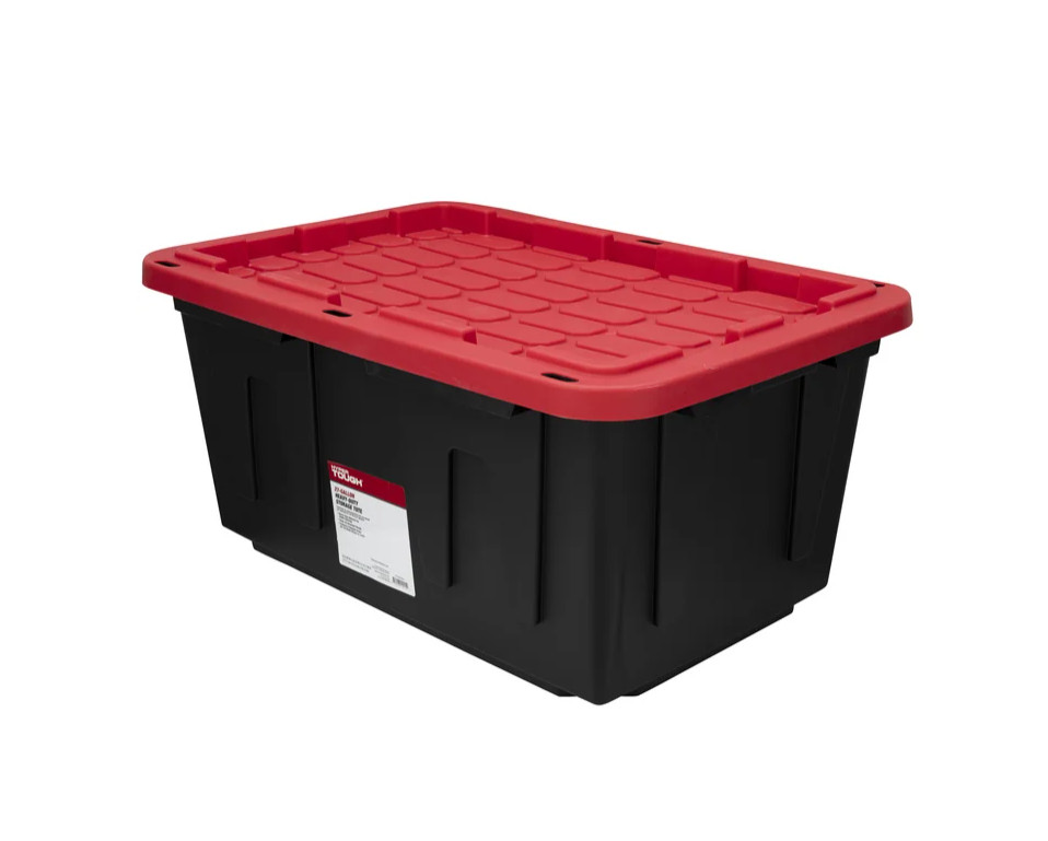 Hyper Tough 27 Gallon Large Storage Bin (Black & Red)
