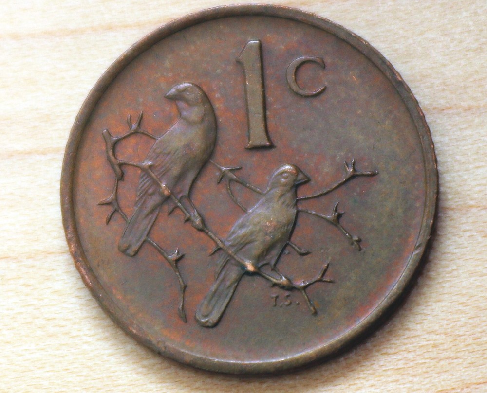 1974 South Africa 1 Cent Cape Sparrows