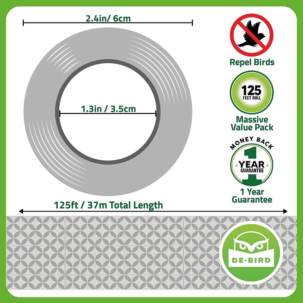 Versatile 125 ft Reflective Bird Control Tape - Easy Install for Any Property