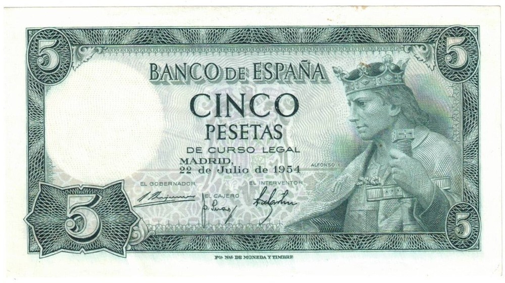 Spain 1954 5 Pesetas