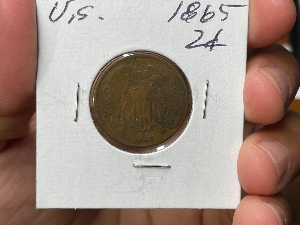 1865 US 2 Cents Piece Coin Mint Error? or Damaged